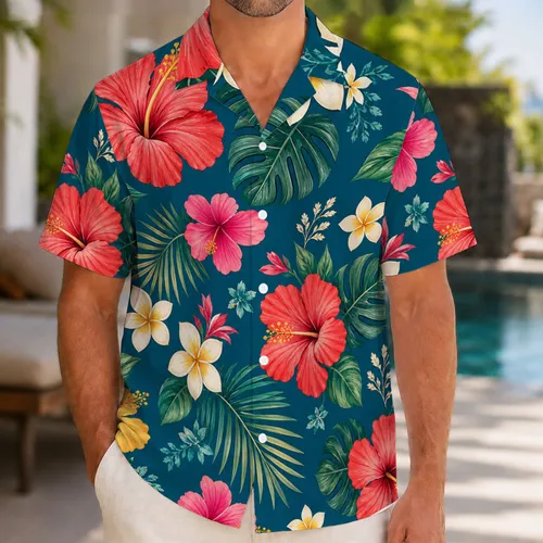 Colorful Hibiscus And Plumeria Flowers For Tropical Family Vacations And Beach Gatherings Hawaiian Shirt