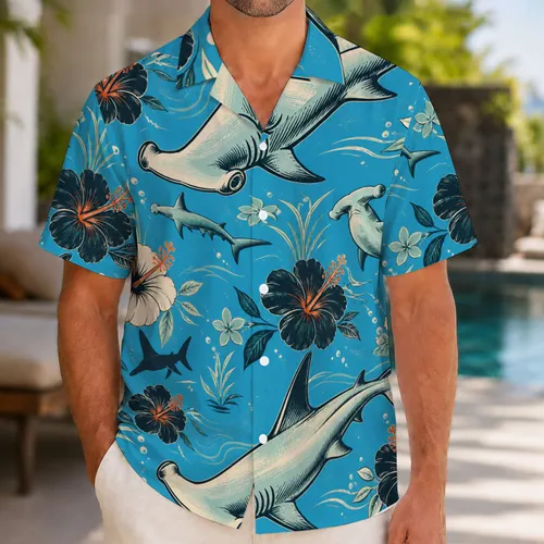 Hammerhead Shark Ocean Life Beach Vacation Gift for Sea Lovers, Divers, and Swimmers Hawaiian Shirt
