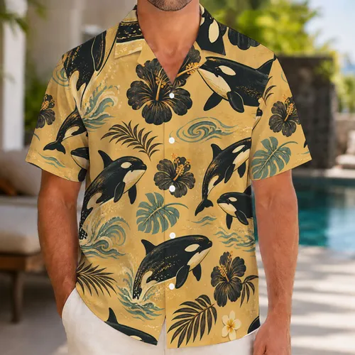 Orca Ocean Life Beach Escape Gift for Marine Lovers, Surfers, and Island Travelers Hawaiian Shirt