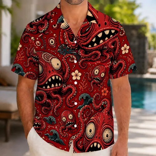 Cosmic Tentacle Faces for Halloween Nights, Gothic Beach Escapes, and Horror Fans Hawaiian Shirt