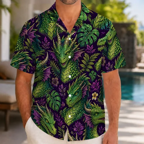Green Dragon Fantasy Gift for Dungeon Masters and RPG Adventurers at Epic Game Nights Hawaiian Shirt