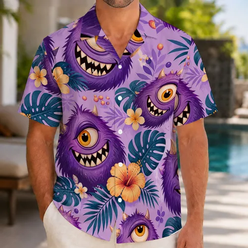 Purple Monster Eyes Adventure Gift For Tabletop RPG Fans And Fantasy Game Nights Hawaiian Shirt