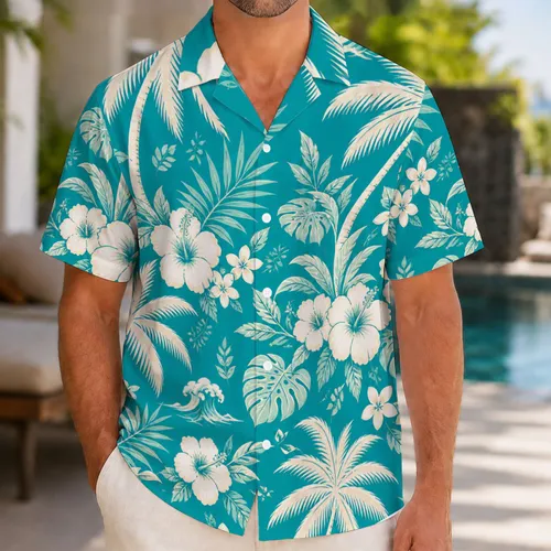 Tropical Island Palms And Hibiscus For Beach Vacations And Resort Getaways For Men Hawaiian Shirt