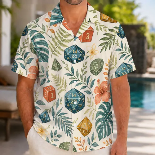 Polyhedral Dice And Botanical Leaves For Dungeon Master Gifts And RPG Game Nights Hawaiian Shirt