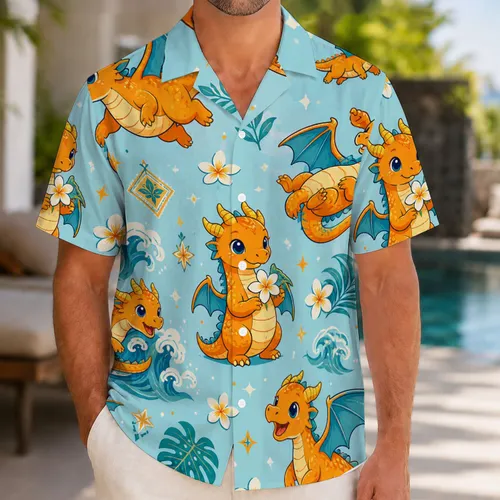 Kawaii Island Dragons for Sunny Getaways, Pool Days, and Playful Summer Gifts for Fans Hawaiian Shirt