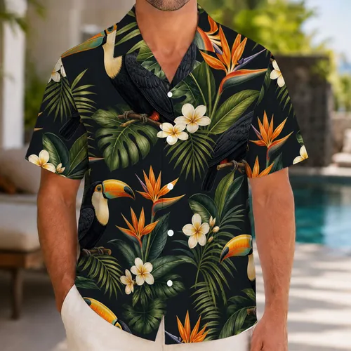 Tropical Toucans and Exotic Flowers for Island Vacations and Relaxed Resort Weekends Hawaiian Shirt