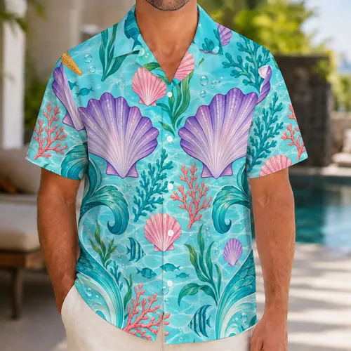 Mermaid Seashell And Coral Undersea Style For Tropical Vacations And Fantasy Fans Hawaiian Shirt