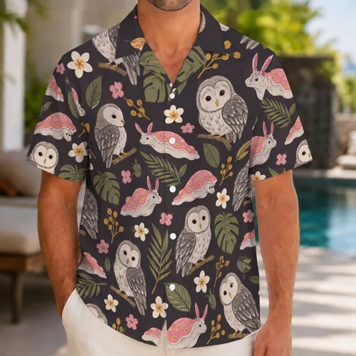 Woodland Owls And Spotted Sea Slugs For Relaxed Summer Island Getaways And Nature Lovers Hawaiian Shirt