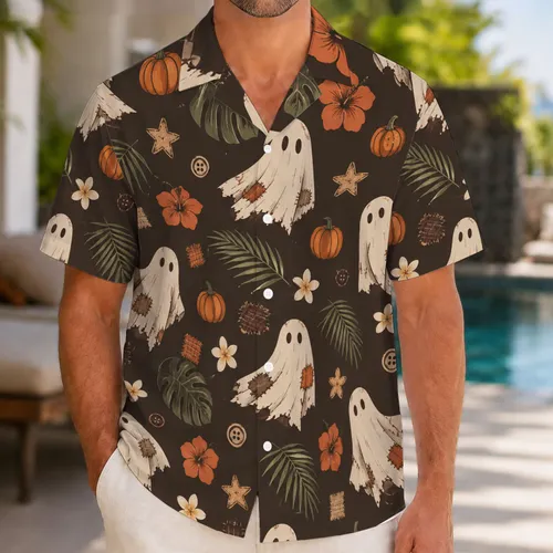 Patchwork Ghosts And Pumpkin Charms For Spooky Summer Beach Days And Halloween Getaways Hawaiian Shirt