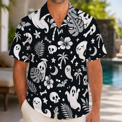 Cute Ghosts And Spooky Bones For Halloween Beach Days And Playful Summer Getaways Hawaiian Shirt