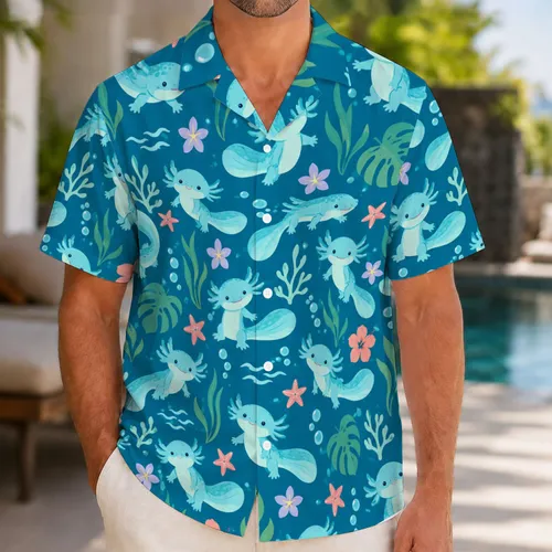 Cute Blue Water Creatures for Sunny Beach Days and Relaxed Tropical Island Getaways Hawaiian Shirt