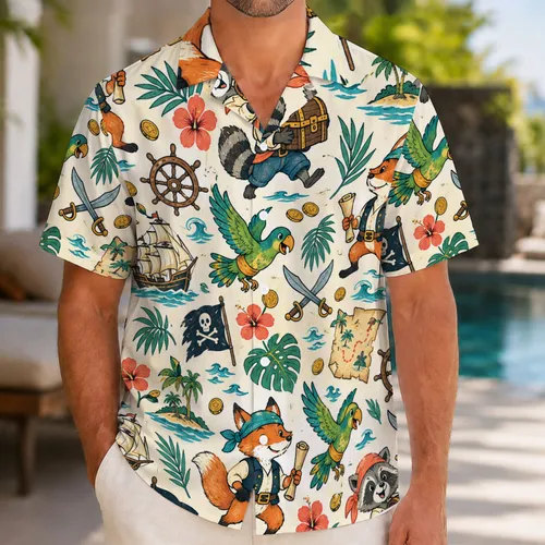 Hawaiian Pirate Crew Treasure Maps for a Sunny Family Island Cruise Getaway Hawaiian Shirt