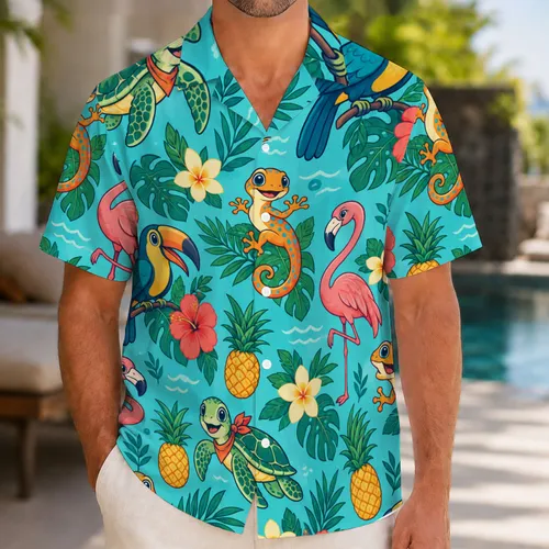 Tropical Animal Friends for Sunny Island Getaways and Family Summer Adventures Hawaiian Shirt