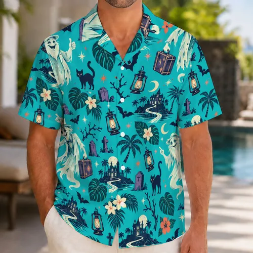 Spooky Hitchhiking Ghosts Halloween Getaway for Family Theme Park Vacation Fans Hawaiian Shirt