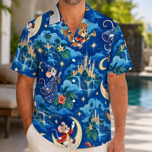 Enchanted Castle Night with Whimsical Mouse Adventurers for Family Theme Park Vacations Hawaiian Shirt