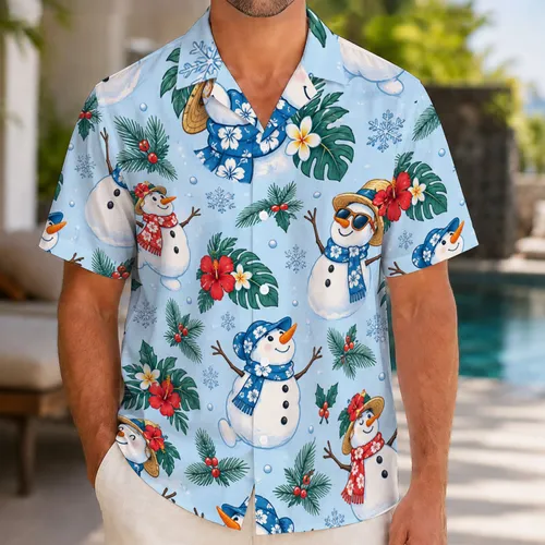 Cheerful Snowman Holiday Cheer for Cozy Winter Getaways and Festive Family Celebrations Hawaiian Shirt