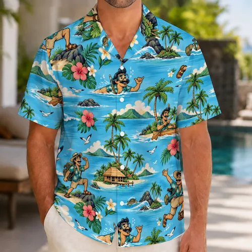Playful Island Explorer And Tropical Blooms For Sunny Getaways And Beachside Escapes Hawaiian Shirt