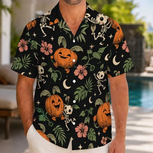 Pumpkin-Faced Woodland Sprites for Halloween Celebrations and Whimsical Island Getaways Hawaiian Shirt