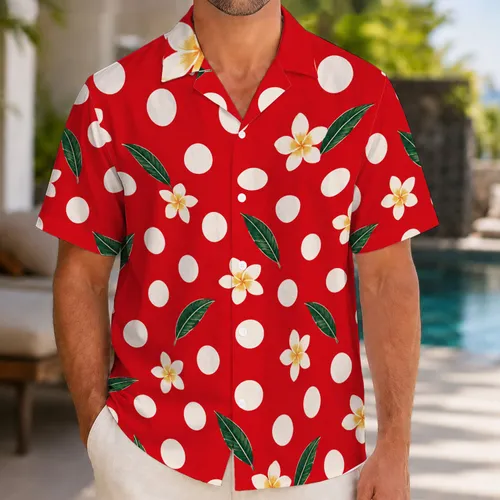 Red And White Polka Dots For Sunny Beach Getaways And Retro Summer Celebrations Hawaiian Shirt