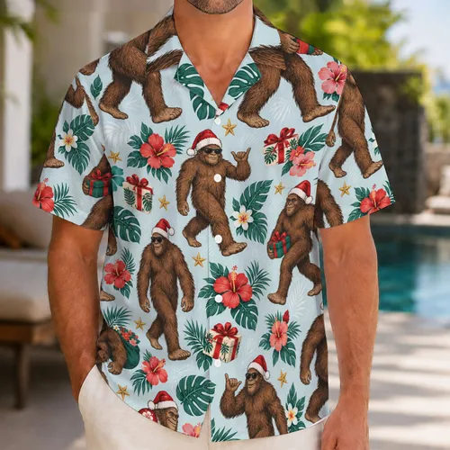 Bigfoot Christmas Sasquatch Holiday Cheer for Festive Winter Getaways and Gift Giving Hawaiian Shirt