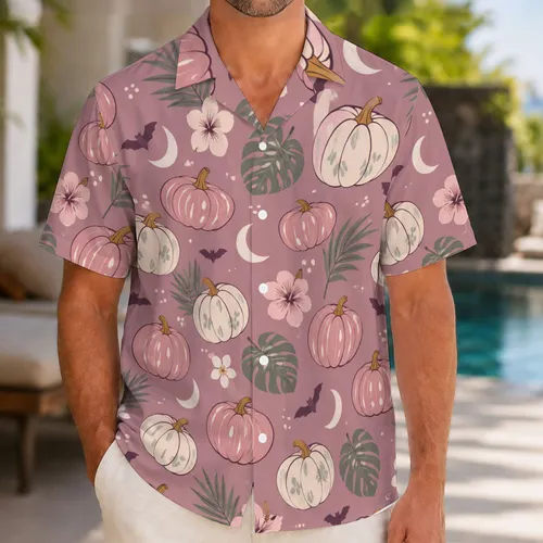 Pumpkin And Spooky Halloween Motifs For Fall Festivities And Theme Park Outings Hawaiian Shirt