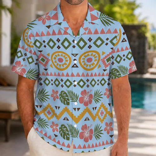 Nordic Geometric Motifs for Tropical Getaways, Summer Parties and Island Holidays Hawaiian Shirt