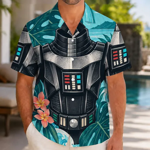 Dark Galactic Armor Chestplate Beachwear for Cosplay, Halloween and Summer Getaways Hawaiian Shirt