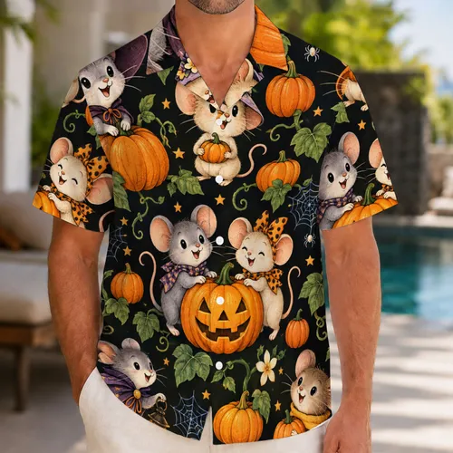 Whimsical Halloween Mouse Friends for Pumpkin Patch Celebrations and Spooky Getaways Hawaiian Shirt