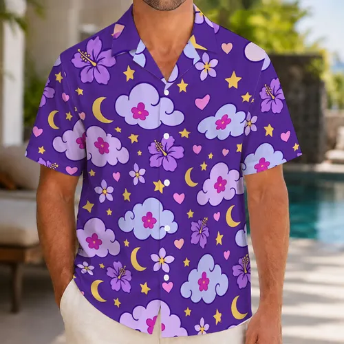 Cute Celestial Clouds And Hearts For Playful Summer Beach Days And Island Getaways Hawaiian Shirt