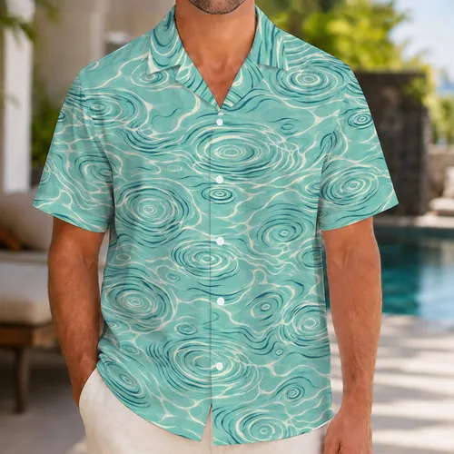Teal Ocean Ripple Waves for Island Getaways, Beach Escapes and Coastal Weekends Hawaiian Shirt