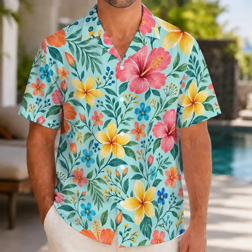 Colorful Wildflower Garden for Sunny Vacations and Relaxed Island Getaways All Summer Hawaiian Shirt
