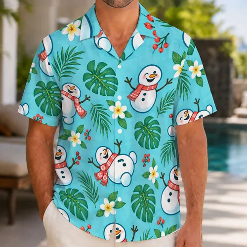 Cheerful Snowman Holiday Getaway for Tropical Christmas Celebrations and Winter Fans Hawaiian Shirt