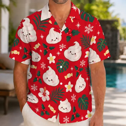 Whipped Cream Sprites for Merry Christmas Beach Celebrations and Cozy Holidays Hawaiian Shirt