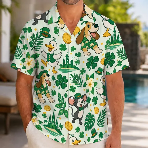 Lucky Clover Companions for St Patrick’s Day Celebrations and Tropical Island Getaways Hawaiian Shirt