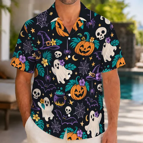 Whimsical Halloween Icons for Spooky Season Celebrations and Autumn Party Gatherings Hawaiian Shirt