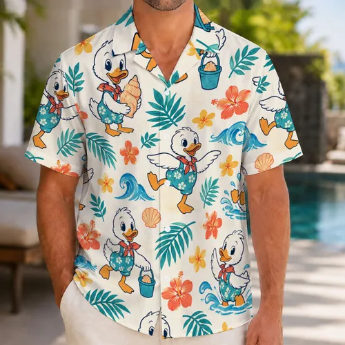 Playful Sailor Duck Beach Scenes for Sunny Getaways and Relaxed Coastal Escapes Hawaiian Shirt