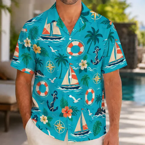 Nautical Cruise Icons For Sunny Family Getaways And Seaside Vacation Adventures Together Hawaiian Shirt