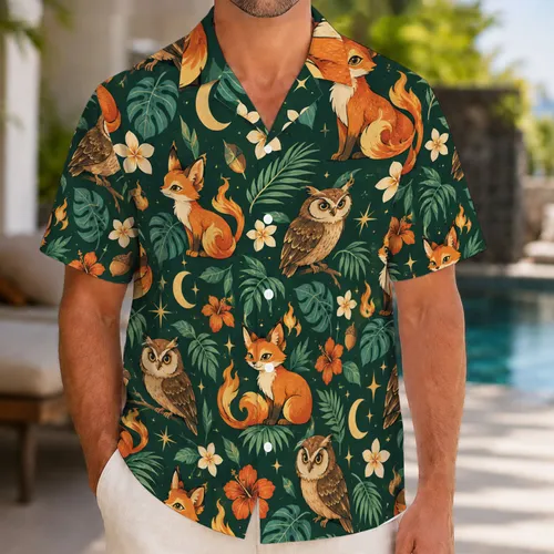 Ember Cats and Moonlit Owls for Cozy Autumn Nights and Forest Getaways for Nature-Loving Fans Hawaiian Shirt