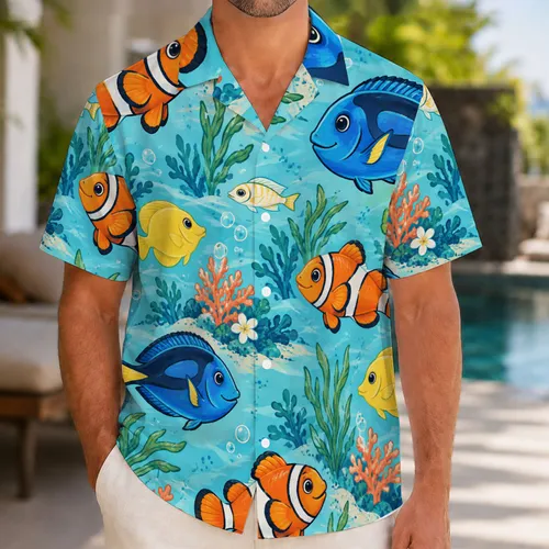 Tropical Clownfish and Blue Reef Fish for Sunny Coastal Getaways and Ocean Lovers Hawaiian Shirt