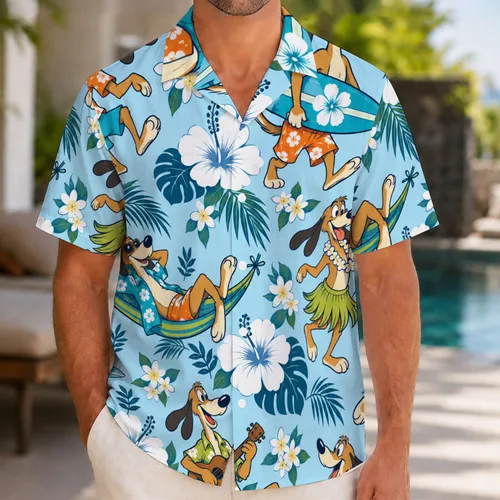 Playful Tropical Dog And Hibiscus For Sunny Island Getaways And Relaxed Summer Escapes Hawaiian Shirt