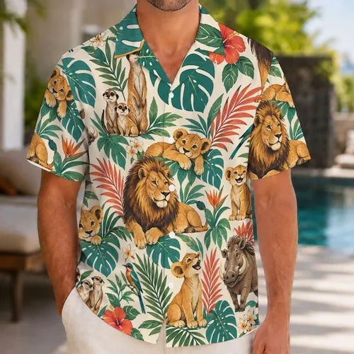 Lion Cubs And Savanna Friends For Tropical Island Getaways And Family Vacations Hawaiian Shirt