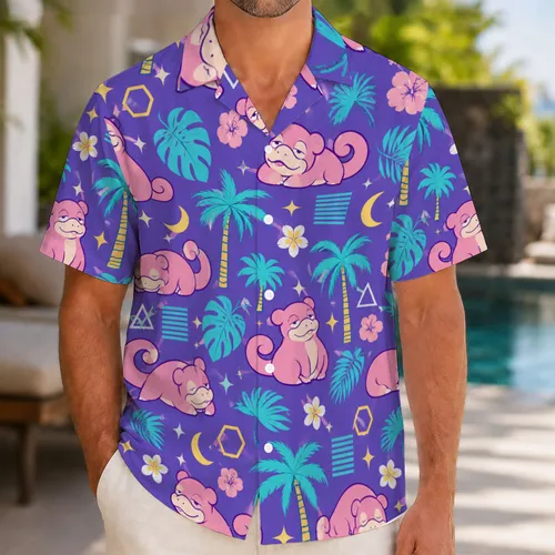 Sleepy Pink Lagoon Creatures for Retro Summer Beach Days and Island Getaways Together Hawaiian Shirt