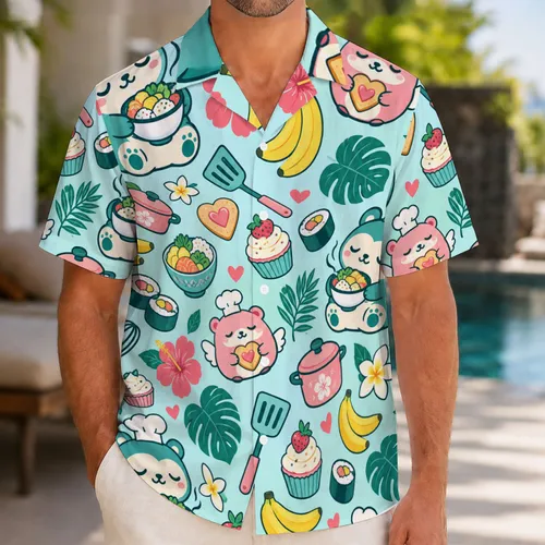 Kawaii Chef Creatures and Tropical Treats for Sunny Beach Getaways Hawaiian Shirt