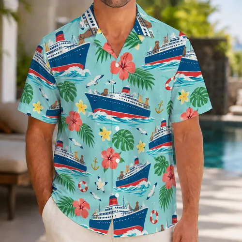 Whimsical Cruise Ship Ocean Motifs for Sunny Family Island Getaways and Sea Days Hawaiian Shirt