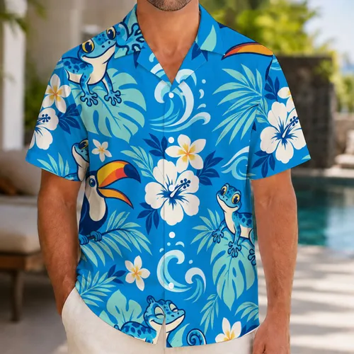 Blue Island Animal and Tropical Flower Hawaiian Style for Sunny Beach Getaways Hawaiian Shirt