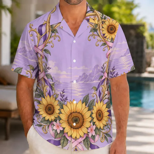 Purple Sunflower Fairytale Outfit for Halloween Parties and Whimsical Resort Getaways Hawaiian Shirt
