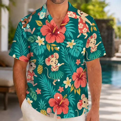 Playful Island Mouse Motifs for Sunny Getaways and Relaxed Tropical Vacation Days Hawaiian Shirt