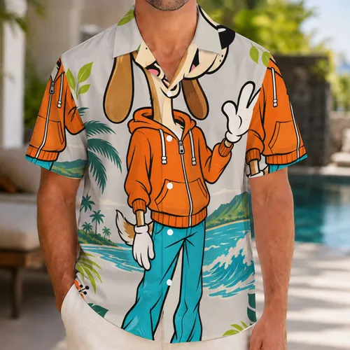 Cheerful Floppy-Eared Dog in Orange Hoodie for Playful Island Getaways and Gifts Hawaiian Shirt