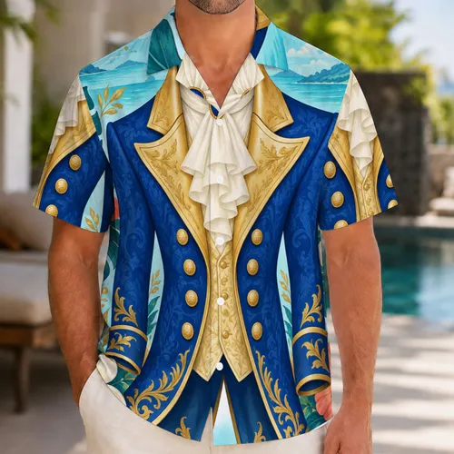 Royal Blue Prince Coat Look for Storybook Cruises and Halloween Cosplay Hawaiian Shirt