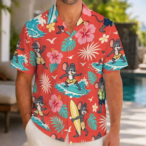 Playful Beach Mice With Surfboards for Sunny Coastal Getaways and Summer Days Hawaiian Shirt